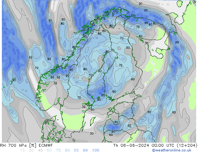 RH 700 hPa ECMWF  06.06.2024 00 UTC