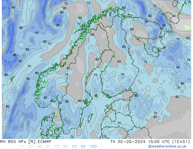 RH 850 hPa ECMWF Th 30.05.2024 15 UTC