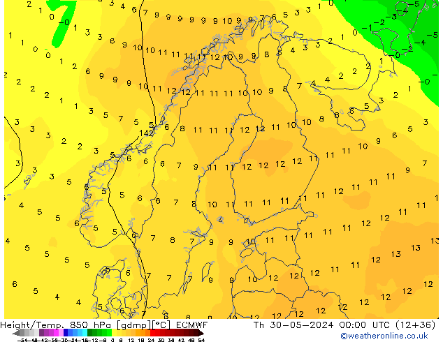 Height/Temp. 850 hPa ECMWF czw. 30.05.2024 00 UTC