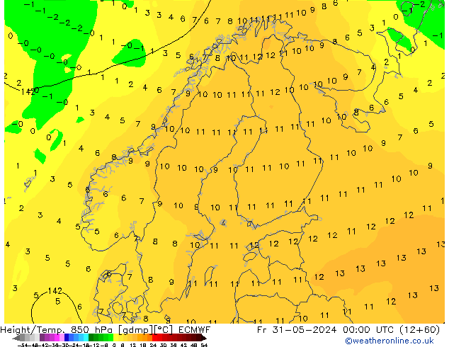 Z500/Rain (+SLP)/Z850 ECMWF ven 31.05.2024 00 UTC