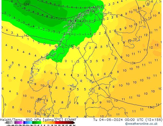 Z500/Rain (+SLP)/Z850 ECMWF Tu 04.06.2024 00 UTC