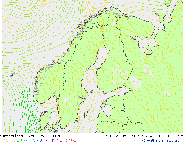 Streamlines 10m ECMWF Ne 02.06.2024 00 UTC