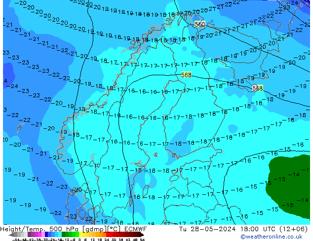 Z500/Rain (+SLP)/Z850 ECMWF Tu 28.05.2024 18 UTC