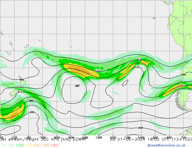 Jet stream/Height 300 hPa ECMWF Sa 01.06.2024 18 UTC