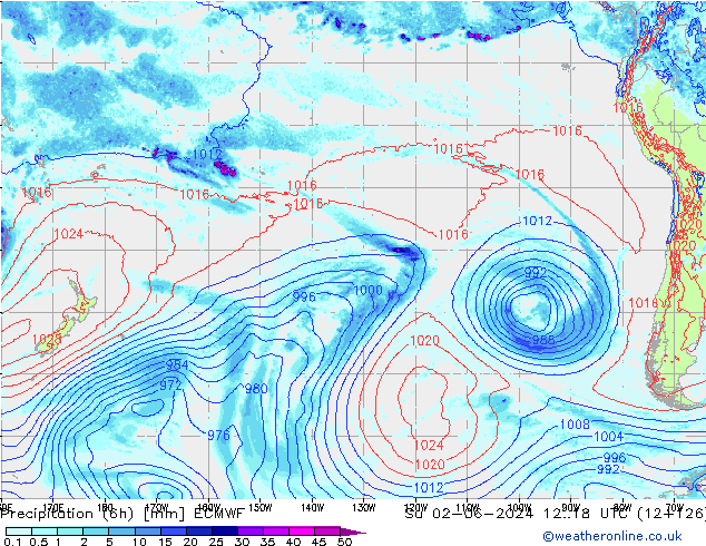 Precipitação (6h) ECMWF Dom 02.06.2024 18 UTC