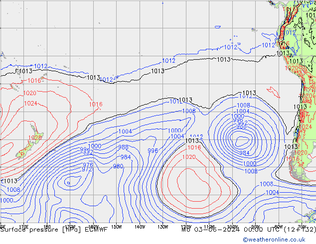 Pressione al suolo ECMWF lun 03.06.2024 00 UTC