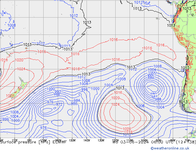 Pressione al suolo ECMWF lun 03.06.2024 06 UTC