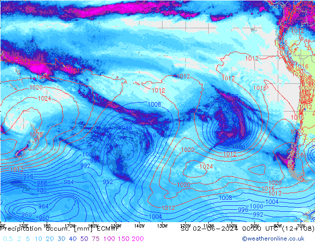 Precipitation accum. ECMWF  02.06.2024 00 UTC