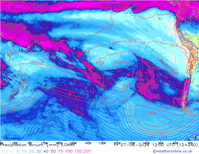 Precipitation accum. ECMWF Sex 07.06.2024 12 UTC