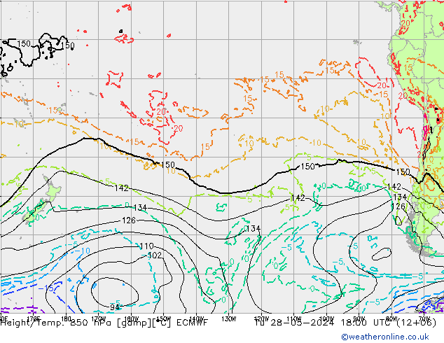 Z500/Rain (+SLP)/Z850 ECMWF Út 28.05.2024 18 UTC