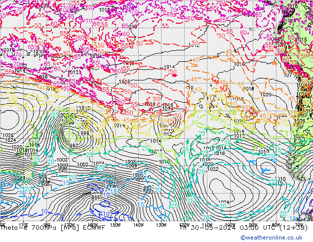 Theta-e 700hPa ECMWF Per 30.05.2024 03 UTC