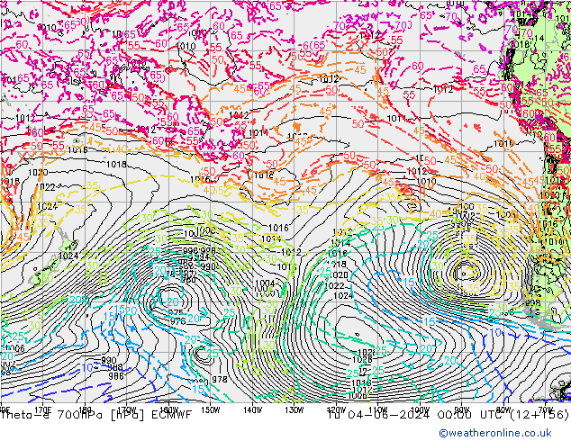 Theta-e 700hPa ECMWF Út 04.06.2024 00 UTC