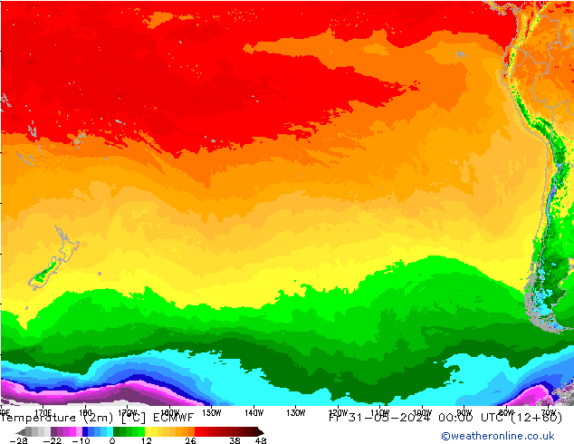 Temperature (2m) ECMWF Fr 31.05.2024 00 UTC