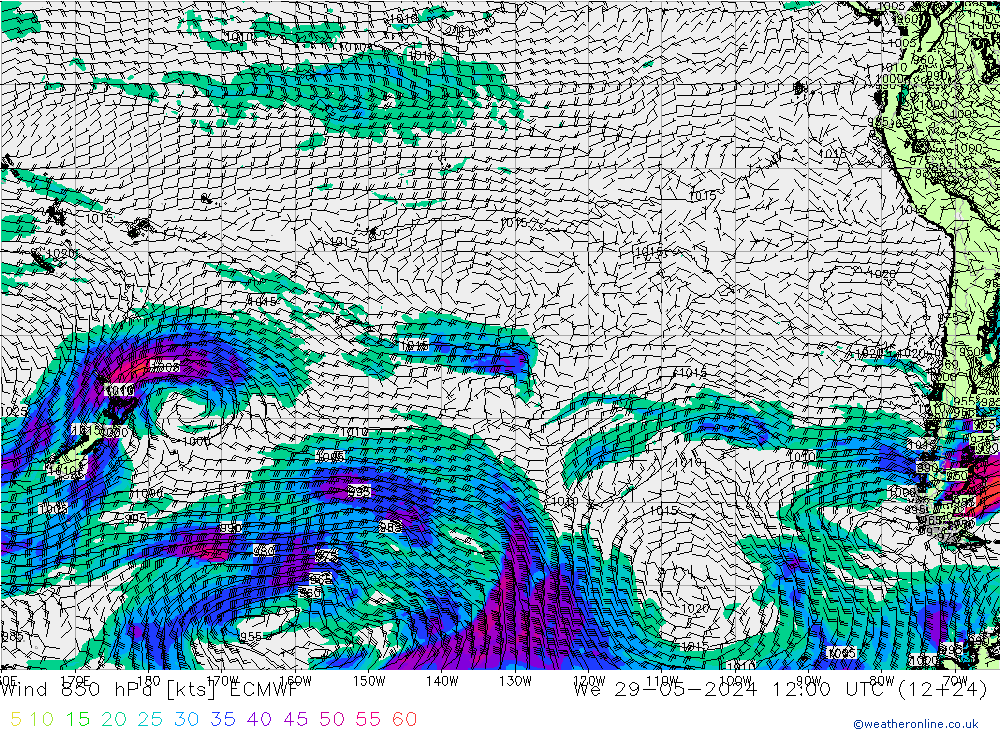 Rüzgar 850 hPa ECMWF Çar 29.05.2024 12 UTC