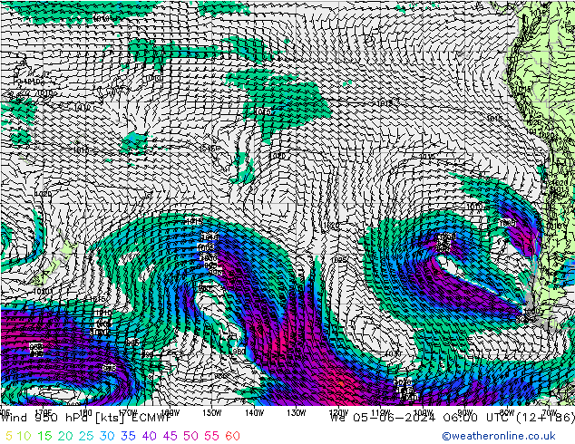 Vent 950 hPa ECMWF mer 05.06.2024 06 UTC