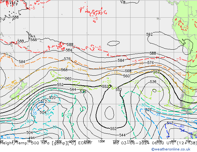 Z500/Rain (+SLP)/Z850 ECMWF Po 03.06.2024 06 UTC