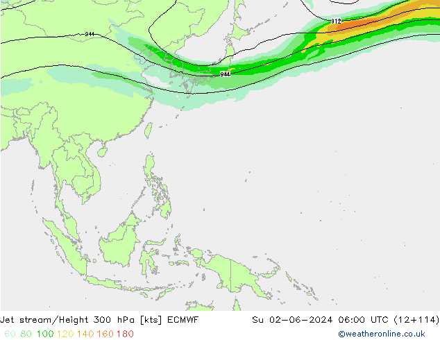 Jet stream/Height 300 hPa ECMWF Su 02.06.2024 06 UTC