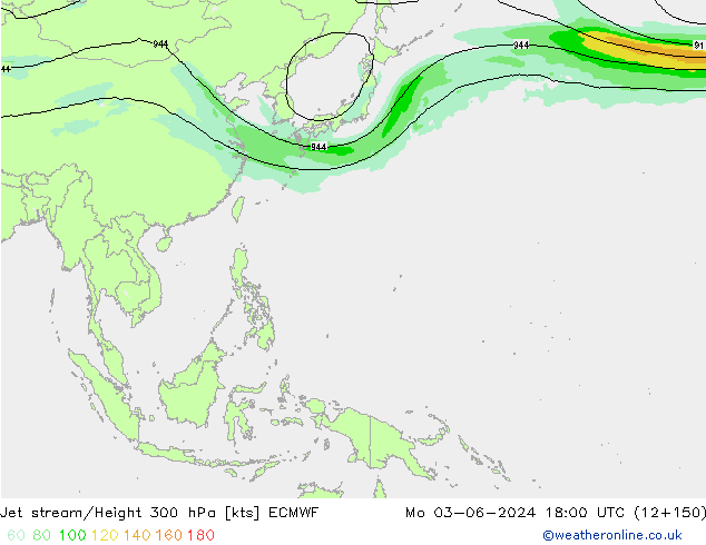 Corrente a getto ECMWF lun 03.06.2024 18 UTC