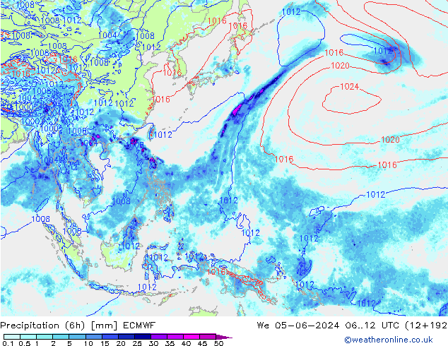 Z500/Rain (+SLP)/Z850 ECMWF mer 05.06.2024 12 UTC