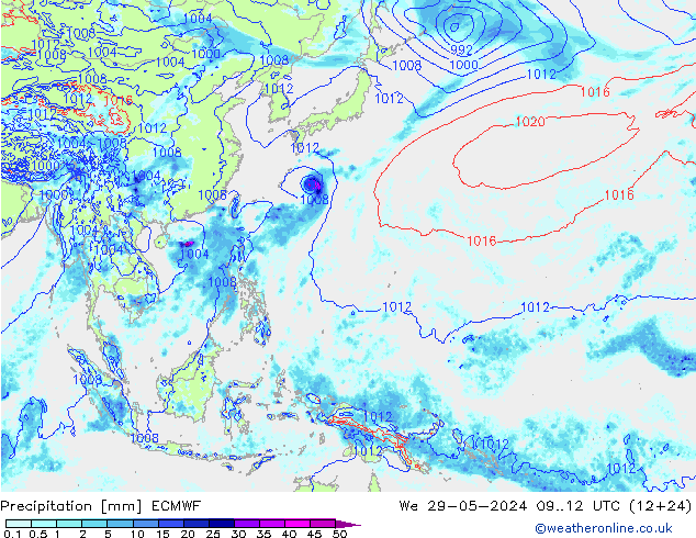 Neerslag ECMWF wo 29.05.2024 12 UTC