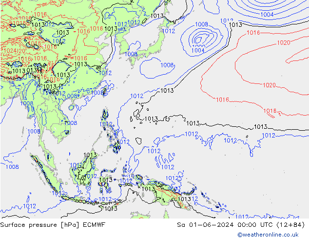 pressão do solo ECMWF Sáb 01.06.2024 00 UTC