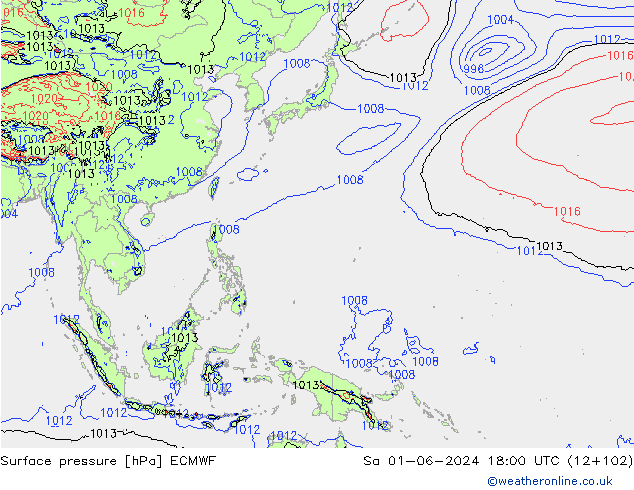 Atmosférický tlak ECMWF So 01.06.2024 18 UTC