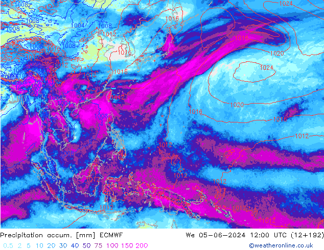 Totale neerslag ECMWF wo 05.06.2024 12 UTC