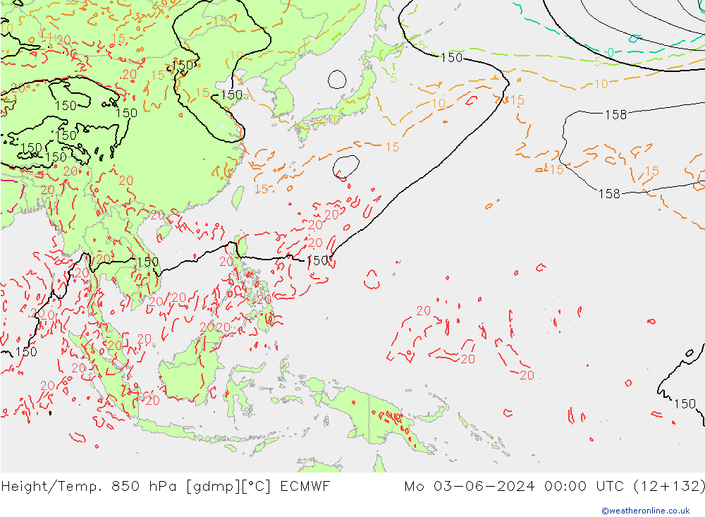 Z500/Rain (+SLP)/Z850 ECMWF Po 03.06.2024 00 UTC