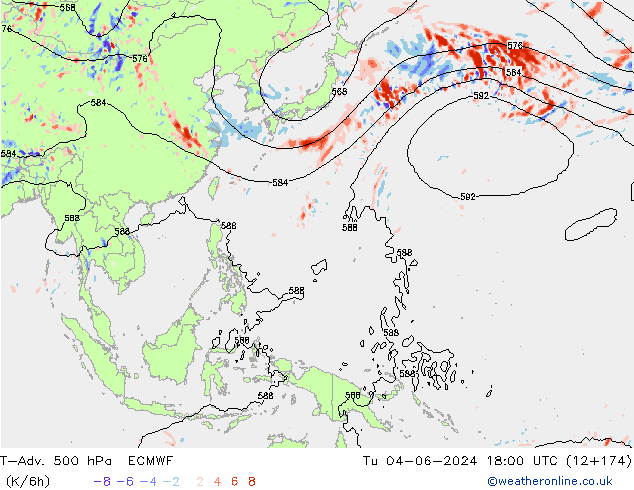 T-Adv. 500 hPa ECMWF di 04.06.2024 18 UTC