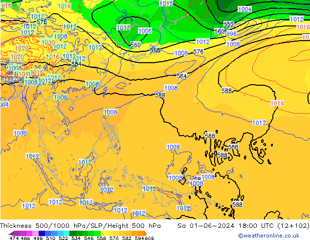 Dikte 500-1000hPa ECMWF za 01.06.2024 18 UTC