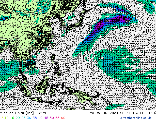 Vent 850 hPa ECMWF mer 05.06.2024 00 UTC