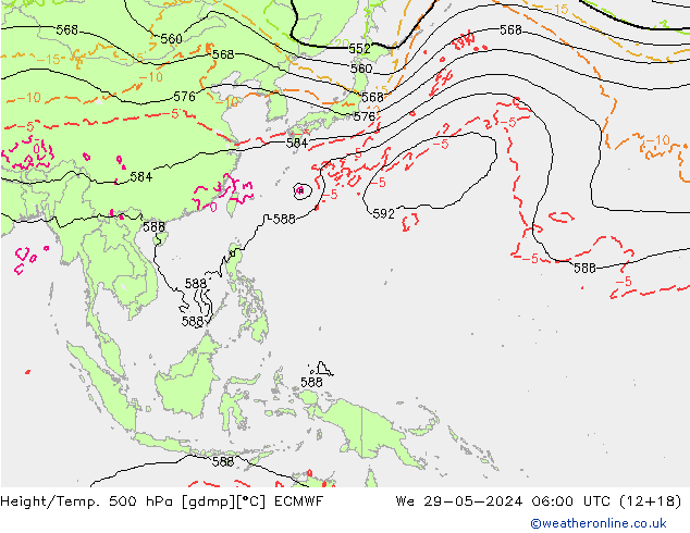 Z500/Regen(+SLP)/Z850 ECMWF wo 29.05.2024 06 UTC