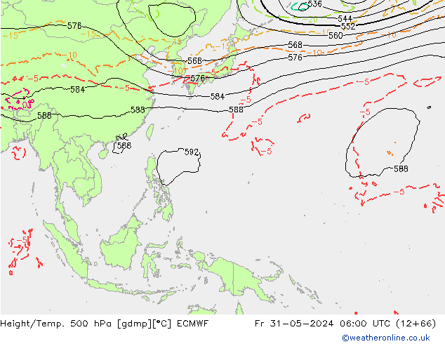 Z500/Rain (+SLP)/Z850 ECMWF Fr 31.05.2024 06 UTC