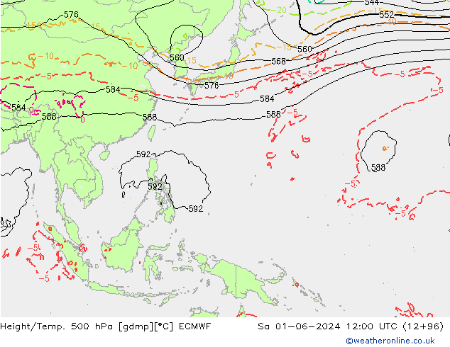 Z500/Yağmur (+YB)/Z850 ECMWF Cts 01.06.2024 12 UTC