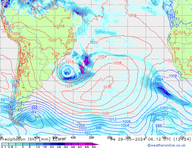 Yağış (6h) ECMWF Çar 29.05.2024 12 UTC