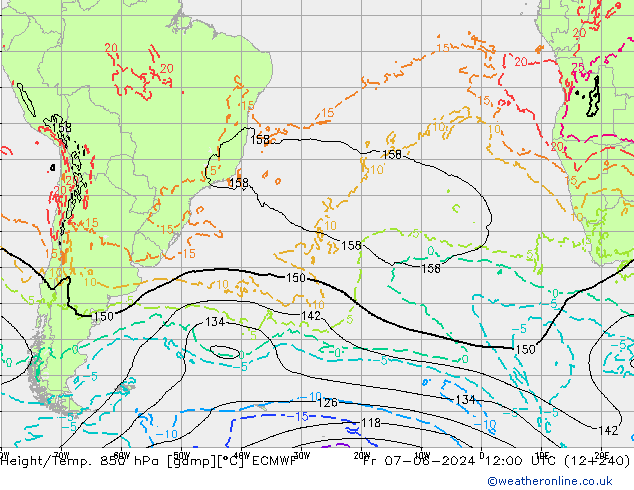 Height/Temp. 850 hPa ECMWF Sex 07.06.2024 12 UTC