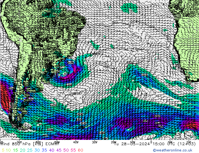 Wind 850 hPa ECMWF di 28.05.2024 15 UTC