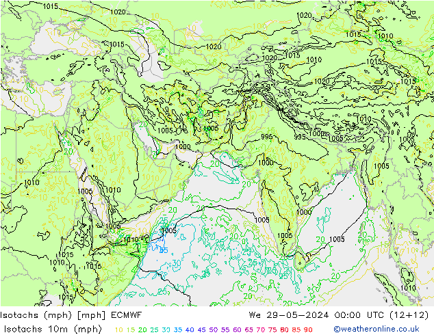 Isotachs (mph) ECMWF St 29.05.2024 00 UTC