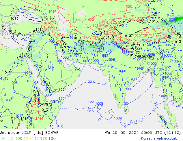 高速氣流/地面气压 ECMWF 星期三 29.05.2024 00 UTC