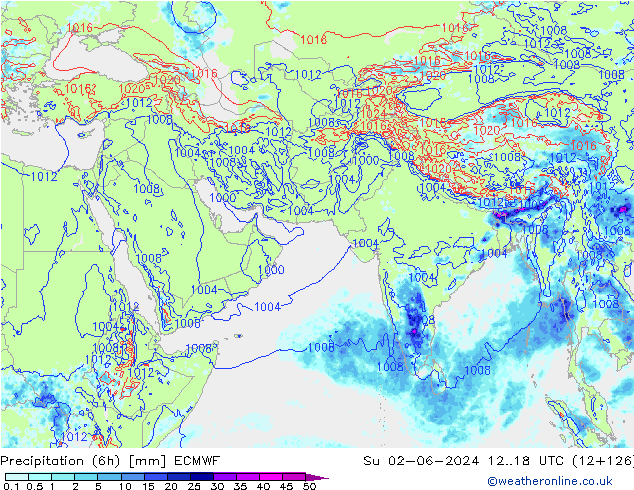 Prec 6h/Wind 10m/950 ECMWF dom 02.06.2024 18 UTC