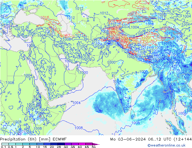 Precipitación (6h) ECMWF lun 03.06.2024 12 UTC