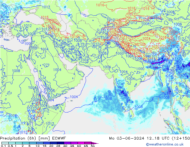 Precipitação (6h) ECMWF Seg 03.06.2024 18 UTC