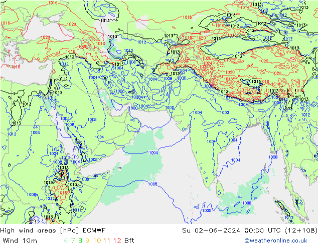 High wind areas ECMWF Su 02.06.2024 00 UTC