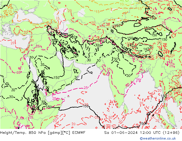 Z500/Rain (+SLP)/Z850 ECMWF Sa 01.06.2024 12 UTC