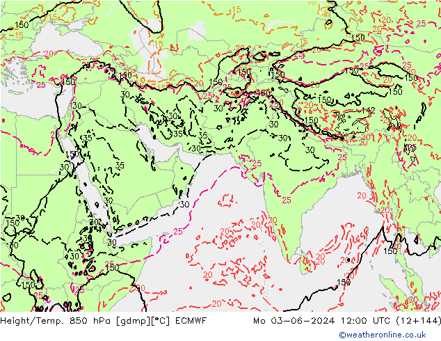 Z500/Rain (+SLP)/Z850 ECMWF Po 03.06.2024 12 UTC