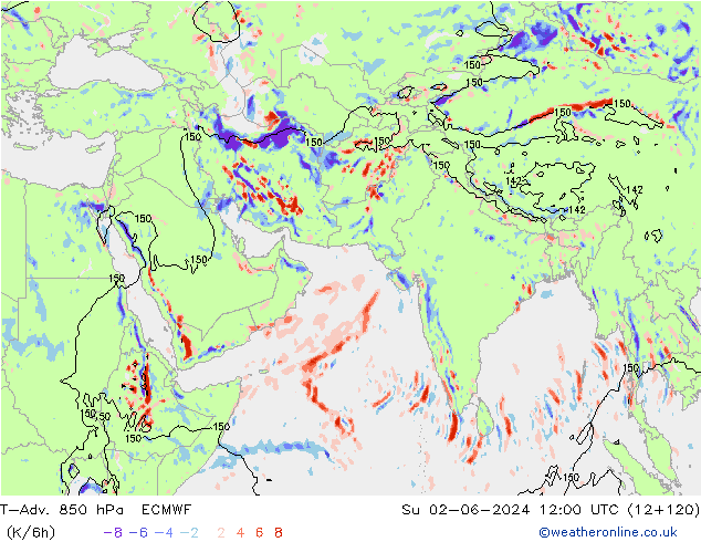 T-Adv. 850 hPa ECMWF  02.06.2024 12 UTC