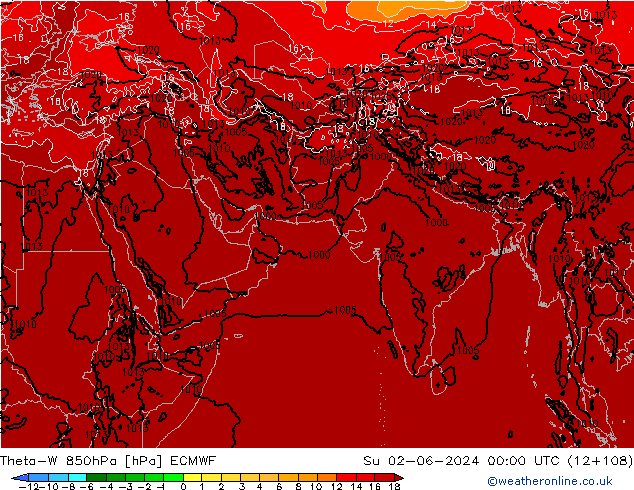 Theta-W 850hPa ECMWF Ne 02.06.2024 00 UTC