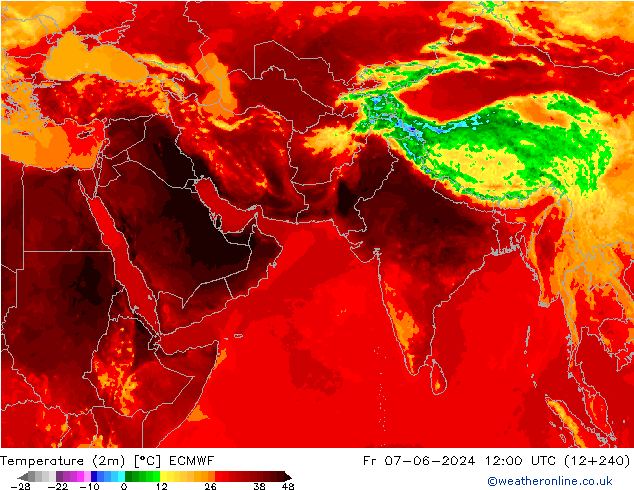 Temperatura (2m) ECMWF Sex 07.06.2024 12 UTC