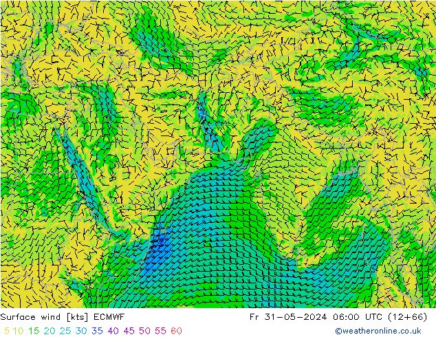 Rüzgar 10 m ECMWF Cu 31.05.2024 06 UTC