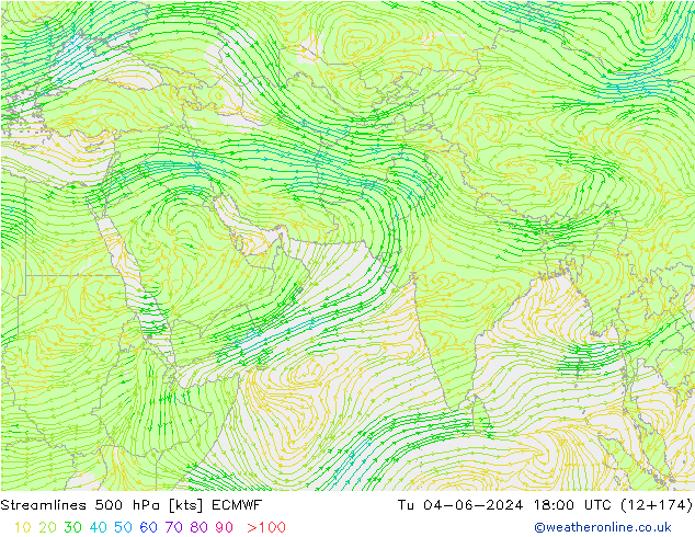 Stroomlijn 500 hPa ECMWF di 04.06.2024 18 UTC